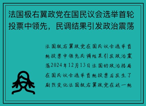 法国极右翼政党在国民议会选举首轮投票中领先，民调结果引发政治震荡